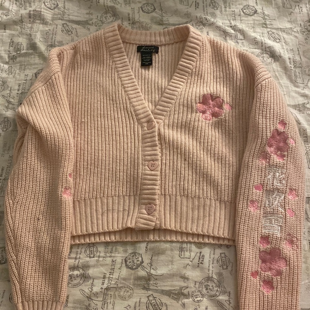 Pink Japanese crop cardigan